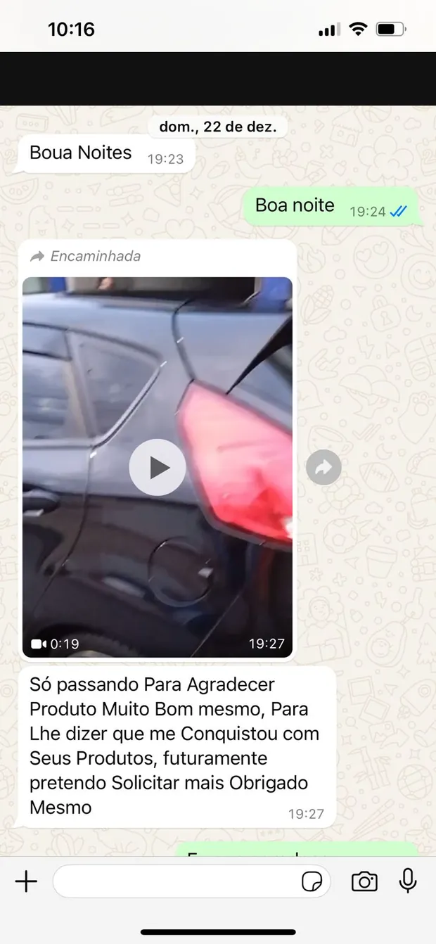 Conversa de cliente com o produtor sobre a Resina Extreme