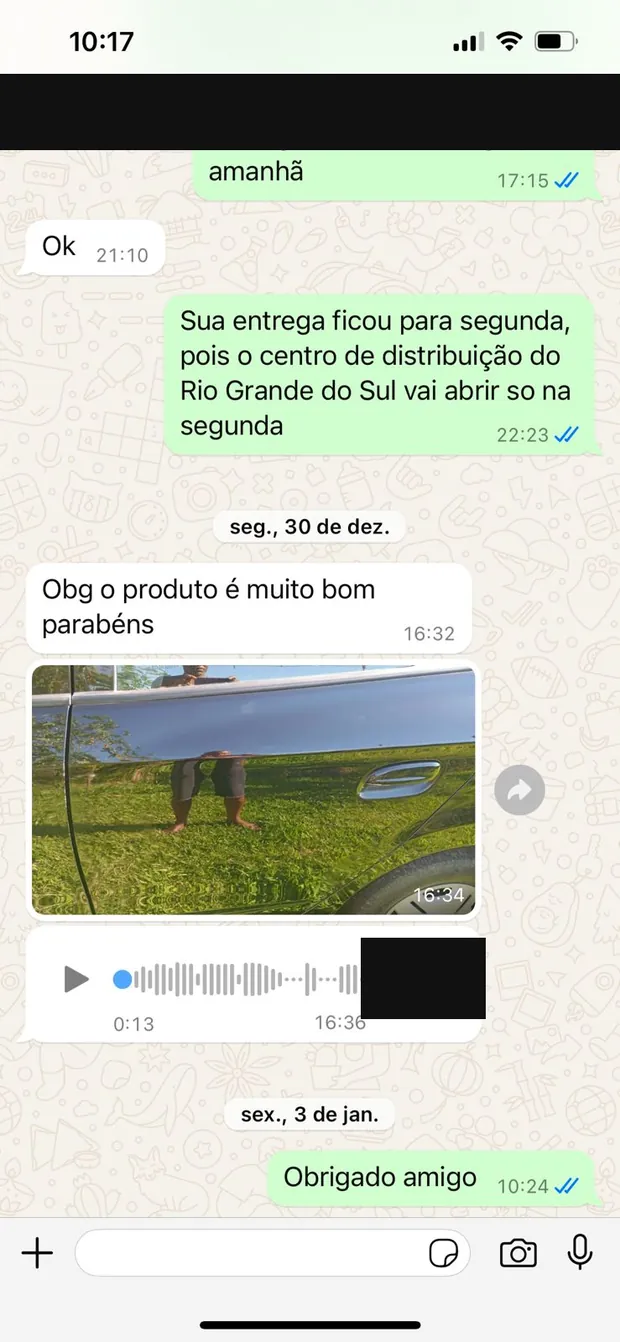 Conversa de cliente com o produtor sobre a Resina Extreme